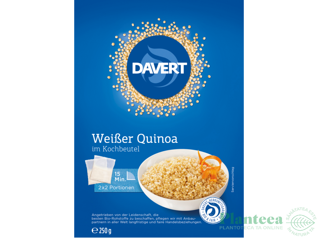 Quinoa alba prefiarta pt gatit eco 2x125g - DAVERT