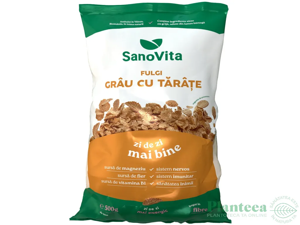 Fulgi grau cu tarate 500g - SANOVITA
