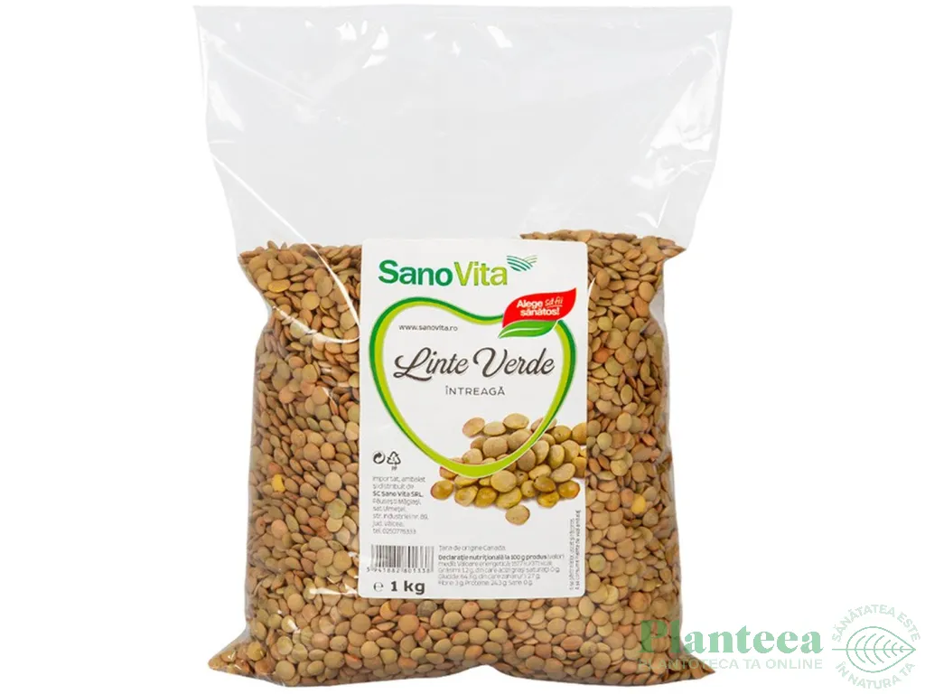 Linte verde boabe 1kg - SANOVITA
