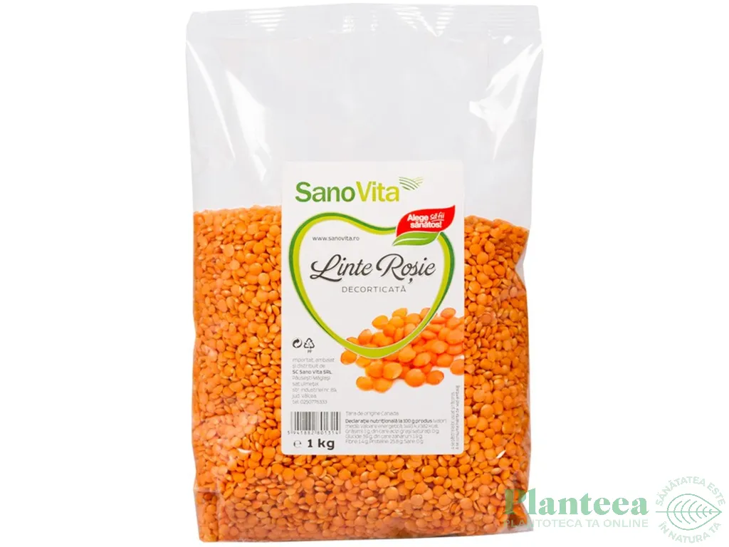 Linte rosie boabe 1kg - SANOVITA