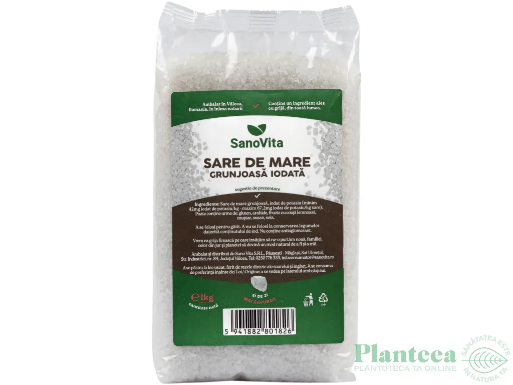 Sare mare grunjoasa iodata 1kg - SANOVITA