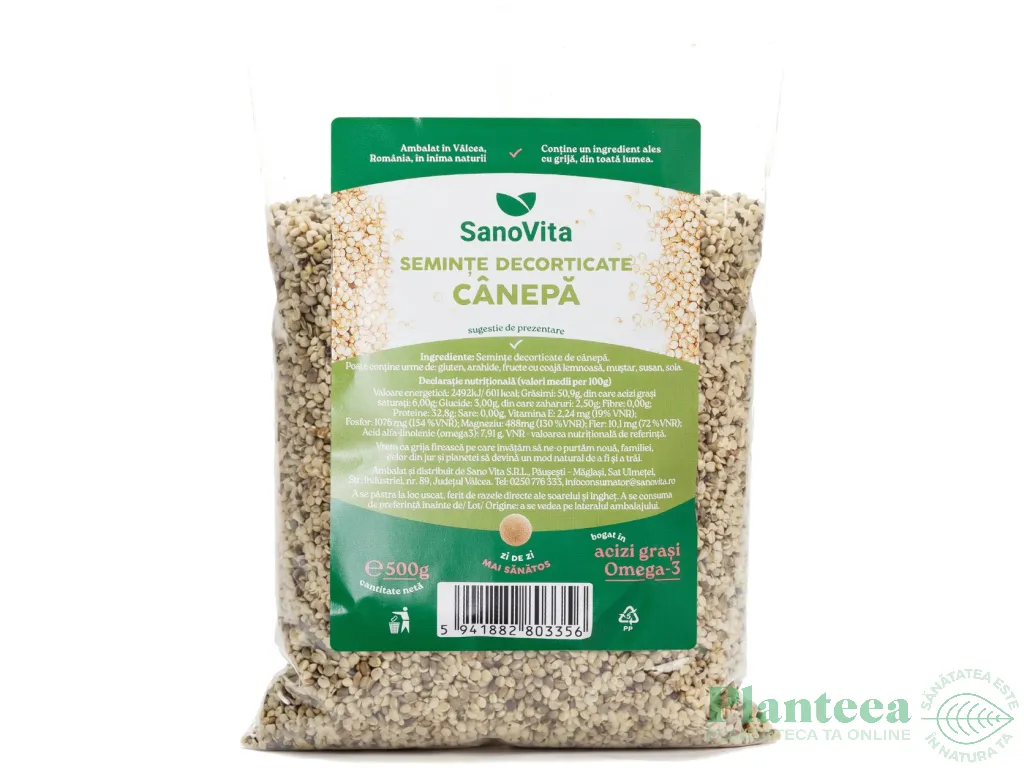 Seminte canepa decorticate 500g - SANOVITA
