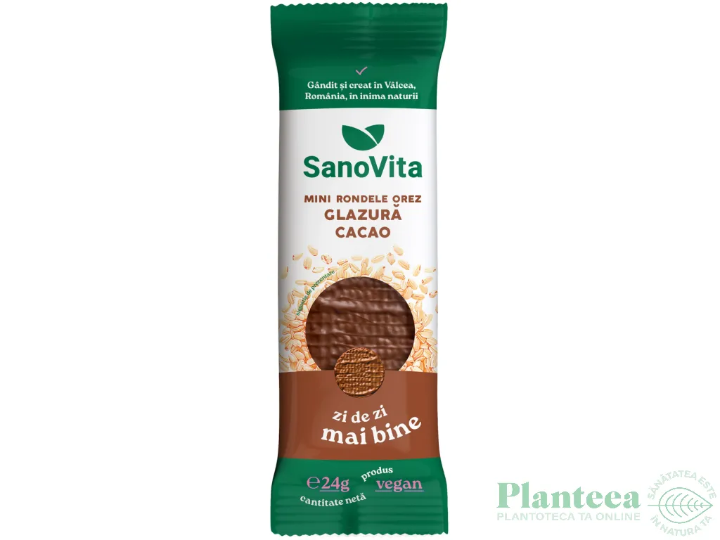 Minirondele expandate orez glazura cacao 24g - SANOVITA