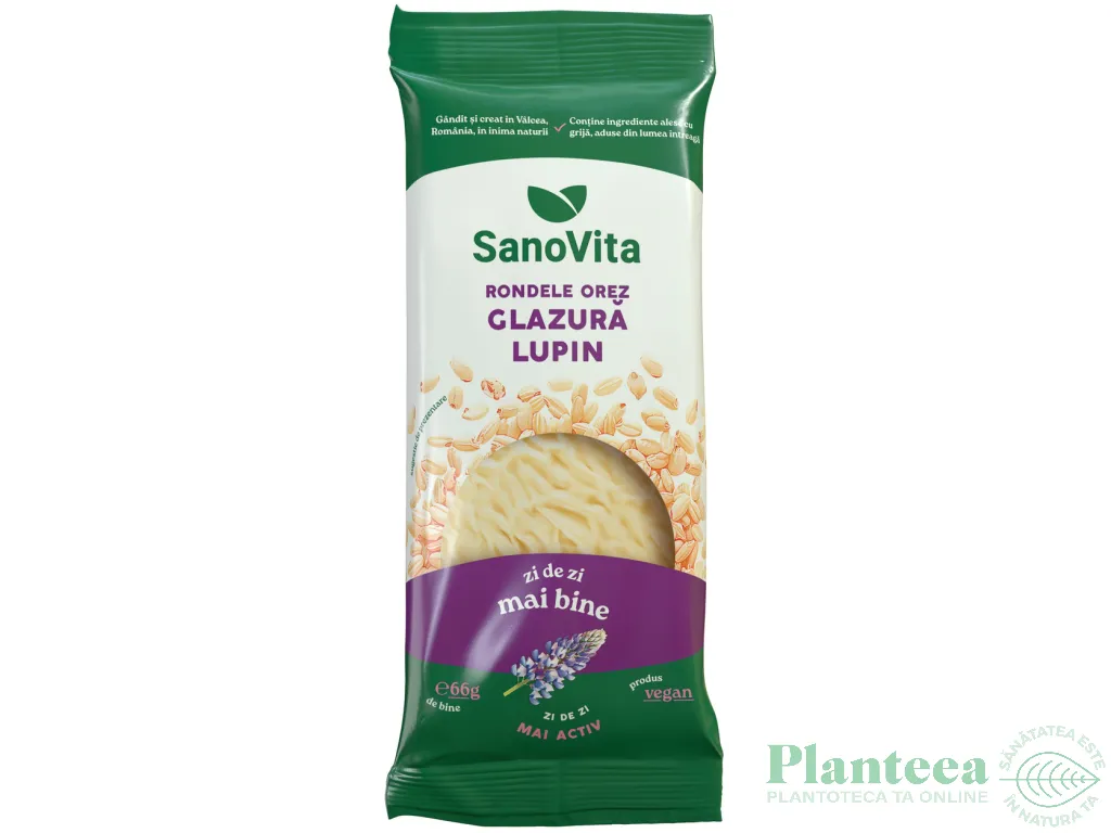 Rondele expandate orez glazura lupin 66g - SANOVITA