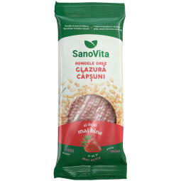 Rondele expandate orez glazura capsuni 66g - SANOVITA
