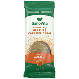 Rondele expandate orez glazura caramel sarat 66g - SANOVITA