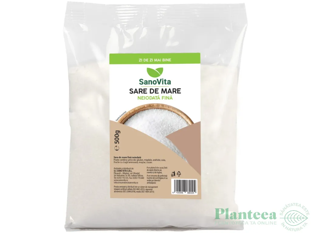 Sare mare fina neiodata 500g - SANOVITA