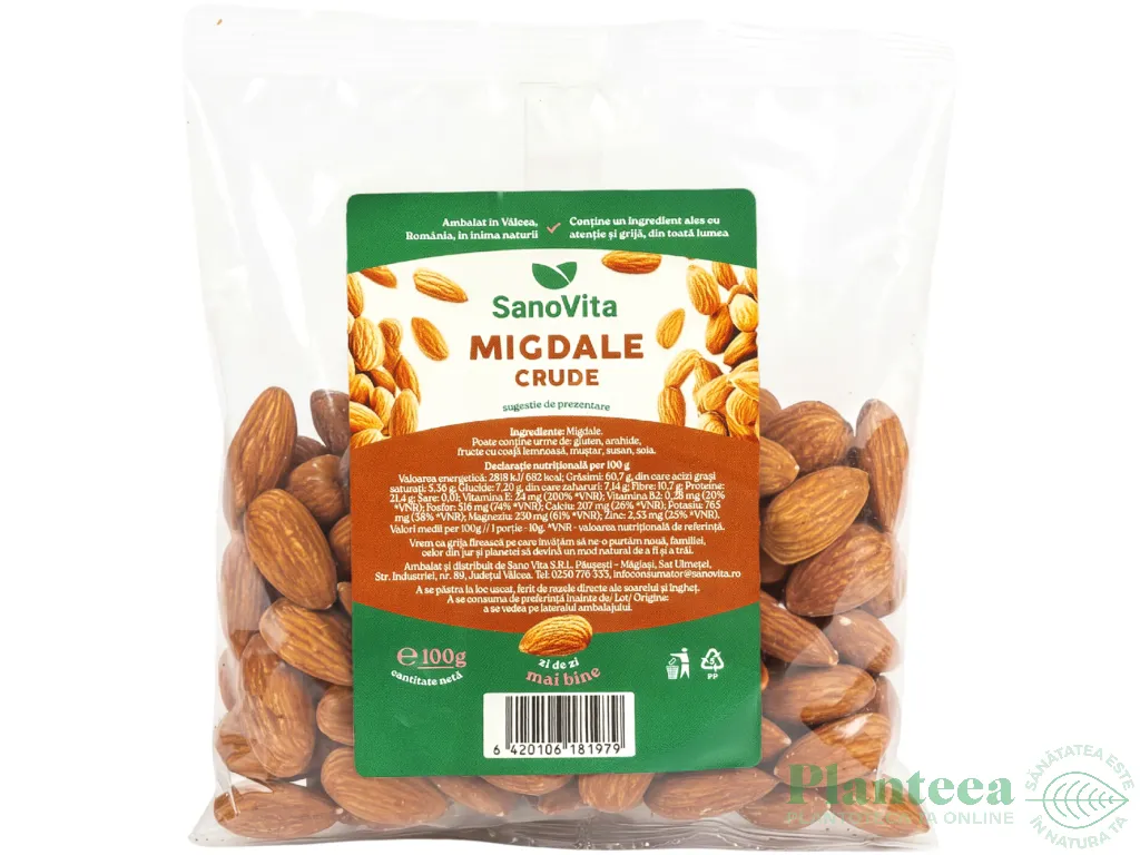 Migdale crude necojite 100g - SANOVITA