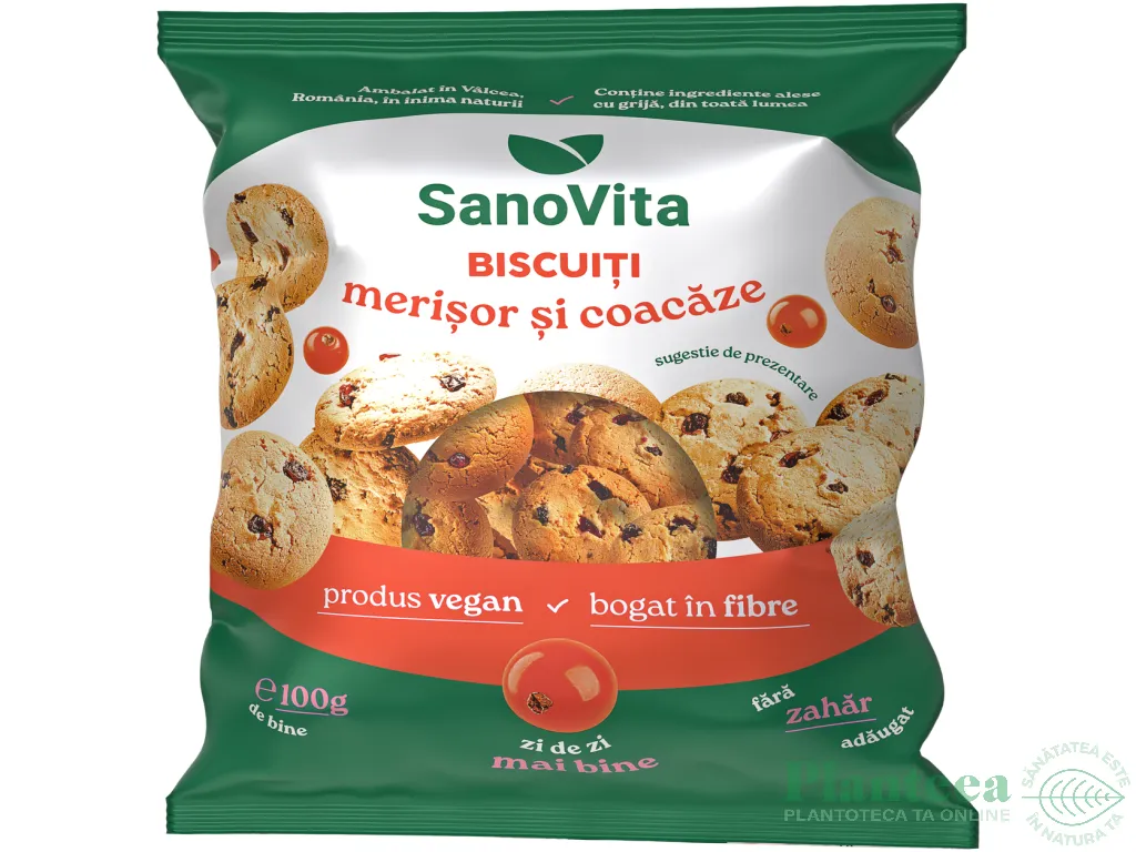 Biscuiti merisor coacaze fara zahar 100g - SANOVITA