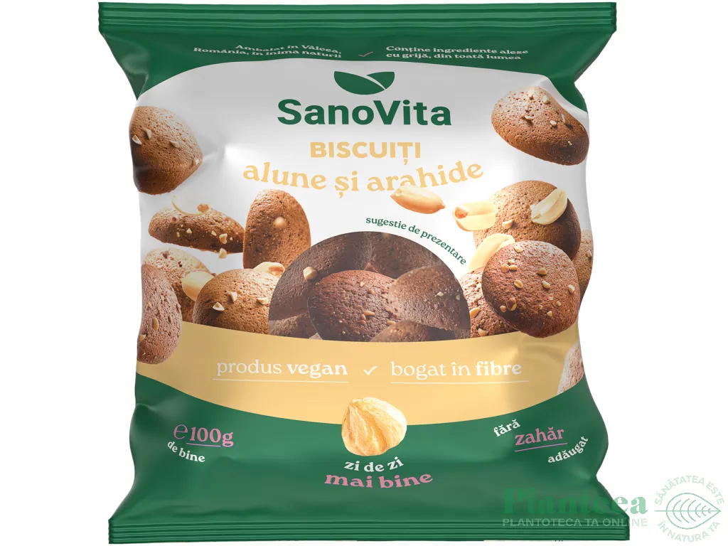 Biscuiti alune arahide fara zahar 100g - SANOVITA