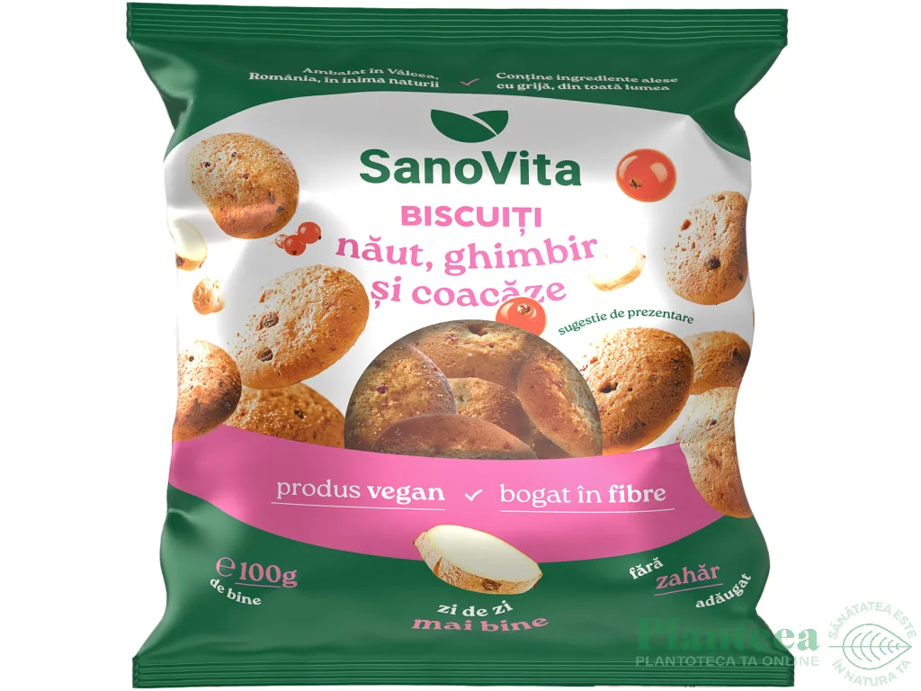 Biscuiti naut ghimbir coacaze fara zahar 100g - SANOVITA