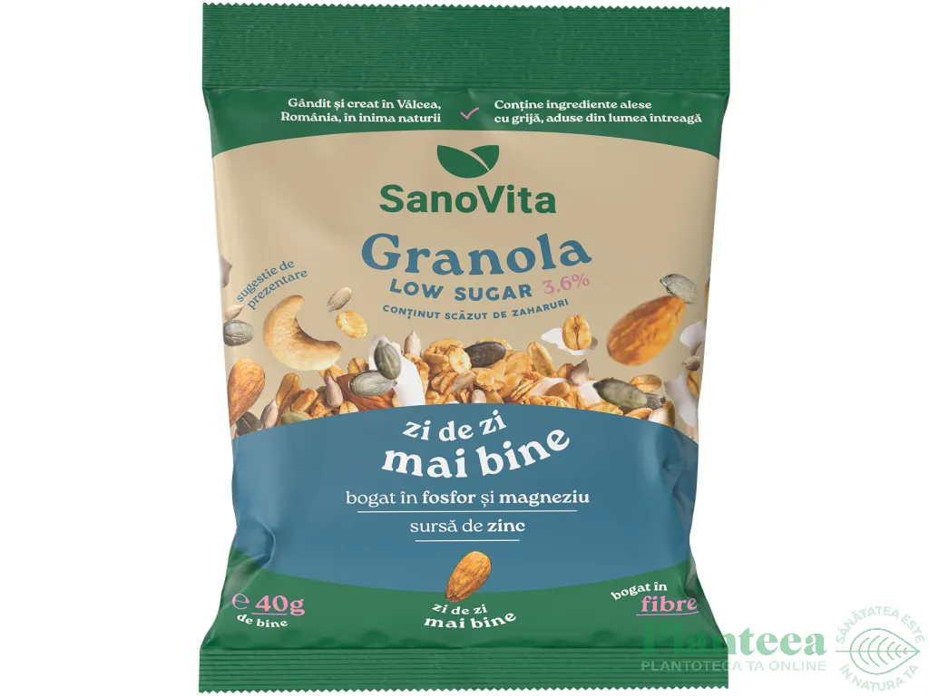 Granola ovaz nuci seminte low sugar 40g - SANOVITA