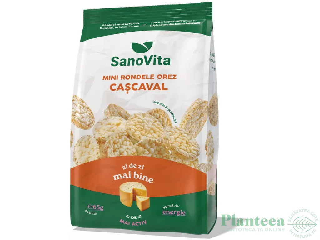 Minirondele expandate orez cascaval 65g - SANOVITA