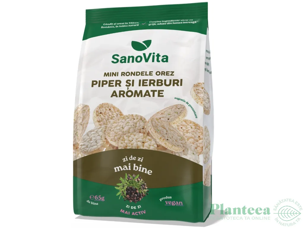Minirondele expandate orez piper ierburi 65g - SANOVITA