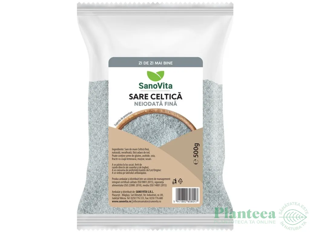 Sare celtica fina neiodata 500g - SANOVITA