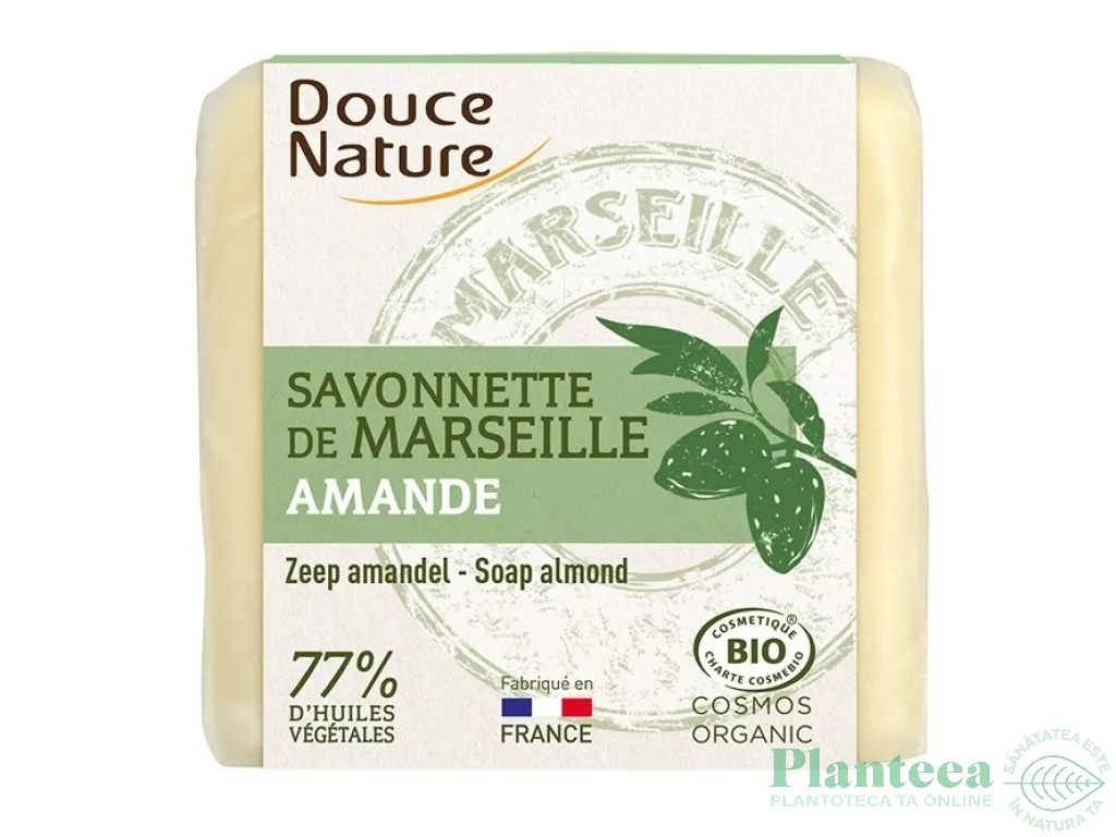 Sapun Marsilia migdale 77%uleiuri vegetale 100g - DOUCE NATURE