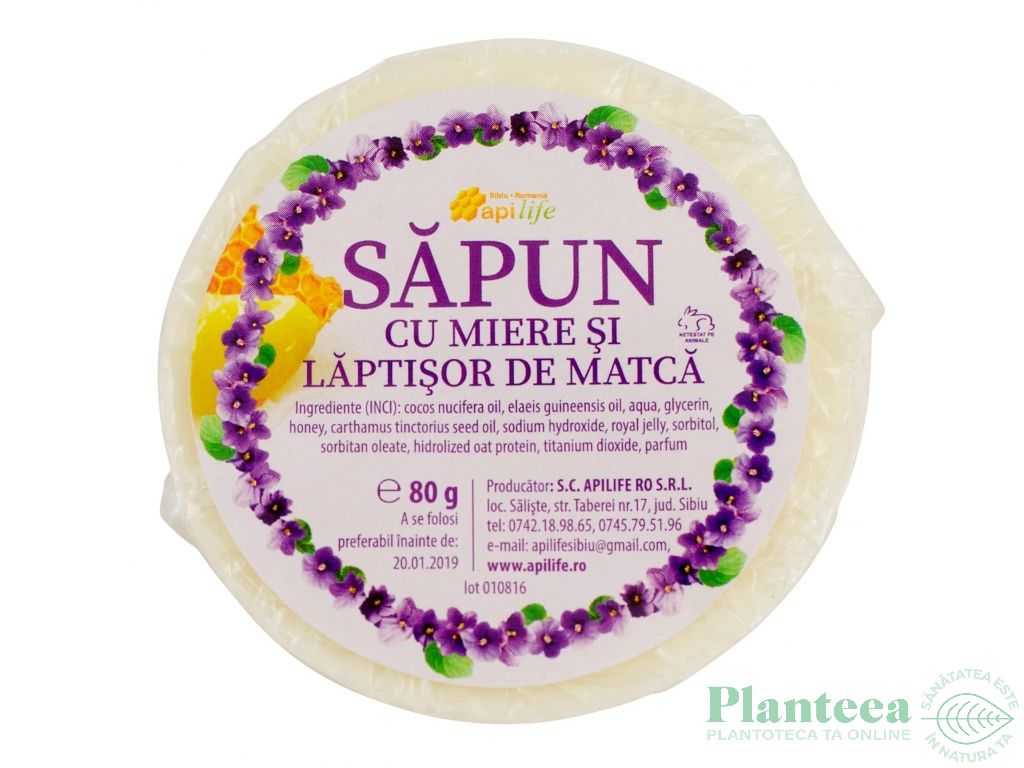 Sapun miere laptisor matca 80g - APILIFE