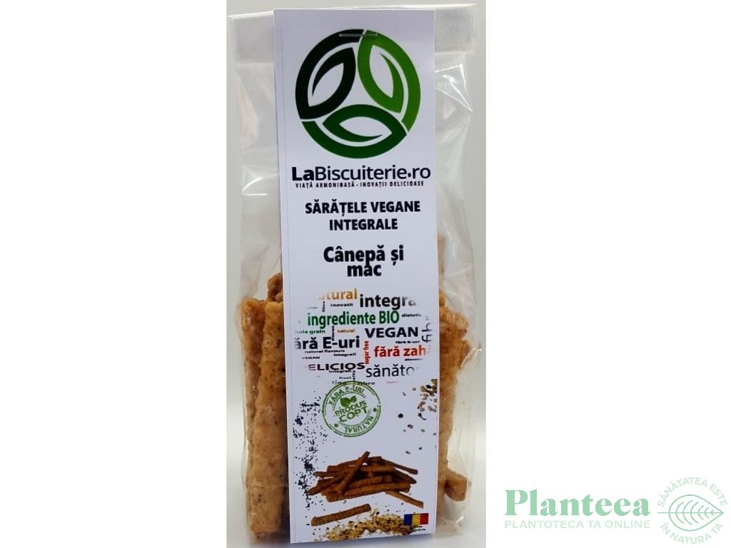 Saratele vegane integrale seminte mac canepa 125g - BISCUITERIE