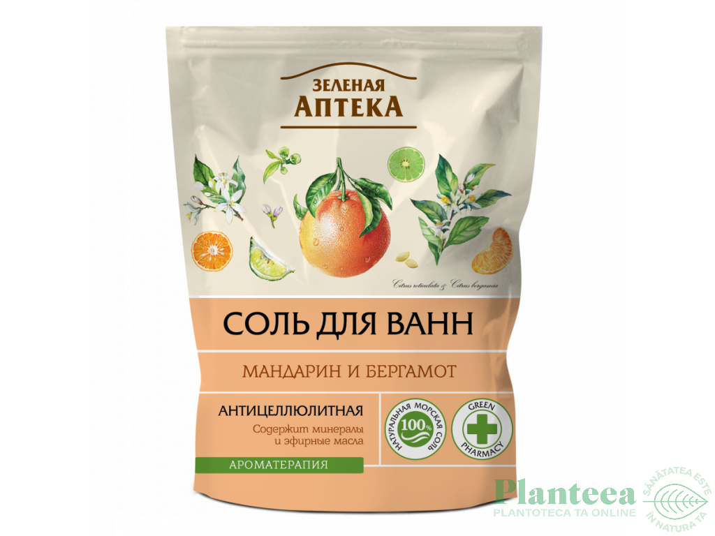 Sare baie anticelulitica uleiuri mandarina bergamota 500g - ZELENAYA APTEKA