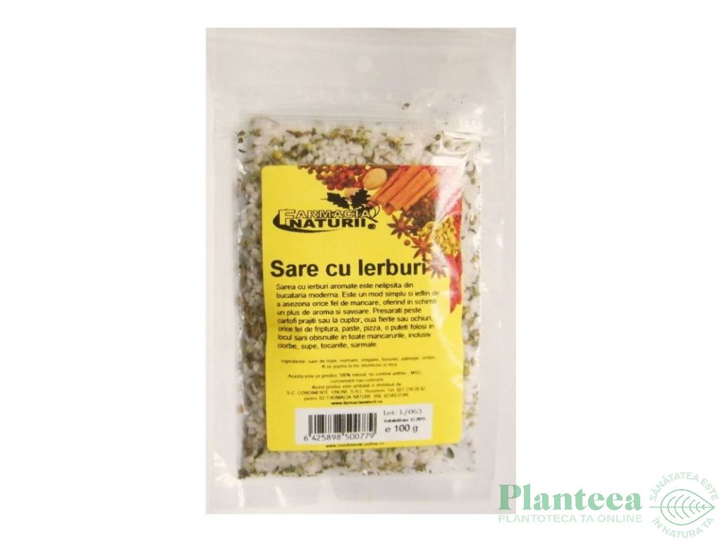 Sare mare cu ierburi 100g - FARMACIA NATURII