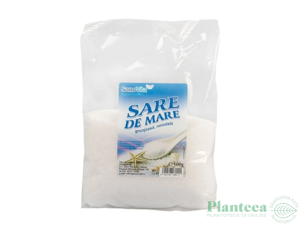 Sare mare grunjoasa neiodata 500g - SANOVITA