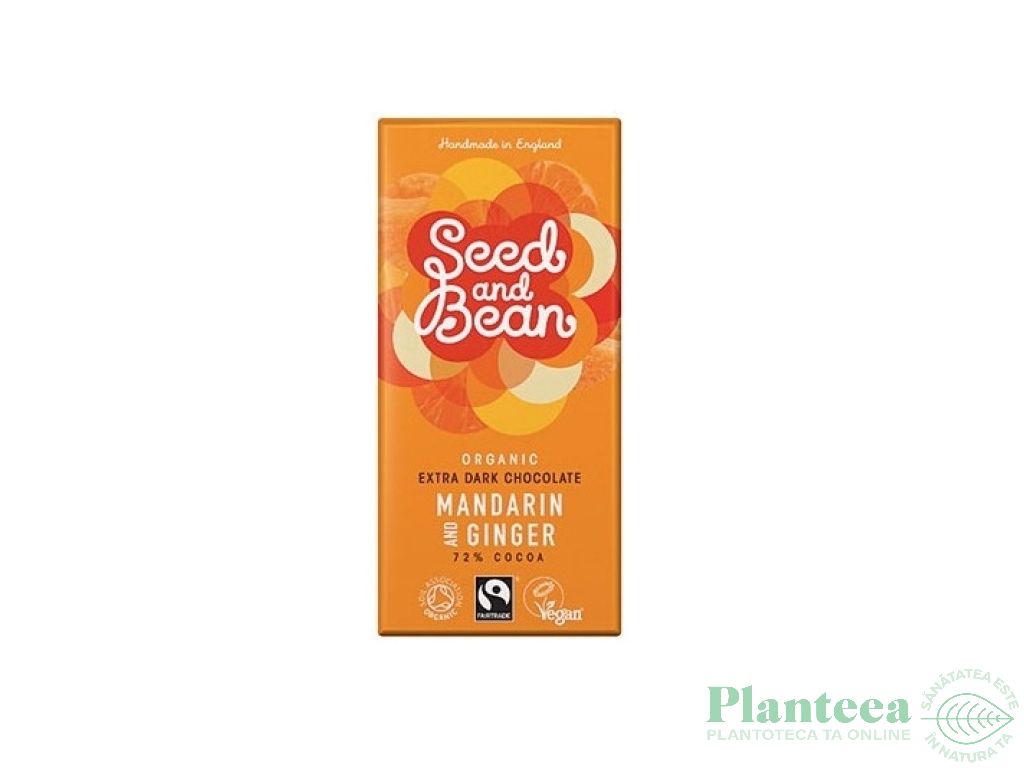 Ciocolata neagra 72% mandarine ghimbir eco 85g - SEED&BEAN