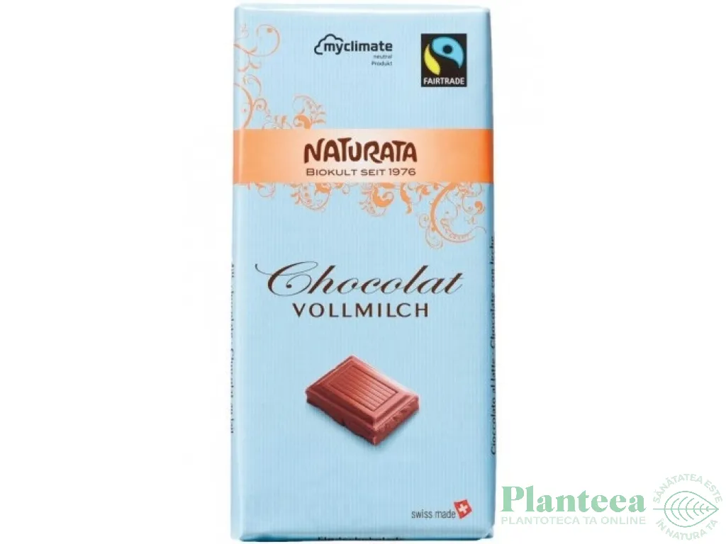 Ciocolata lapte integral eco 100g - NATURATA