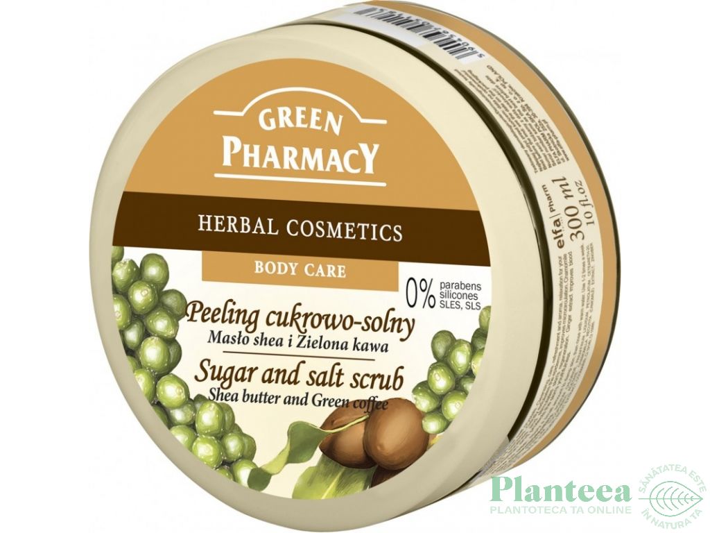 Exfoliant corp unt shea cafea verde 300ml - GREEN PHARMACY