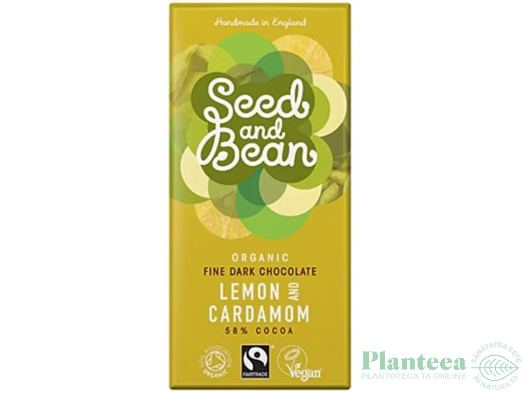 Ciocolata neagra 58% lamaie cardamom eco 85g - SEED&BEAN