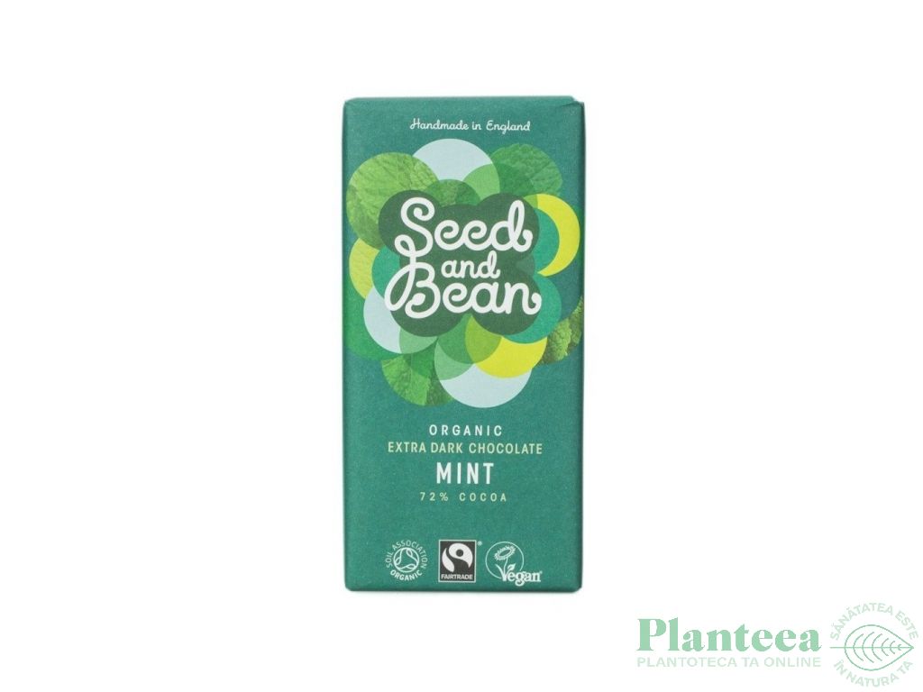 Ciocolata neagra 72% menta eco 85g - SEED&BEAN