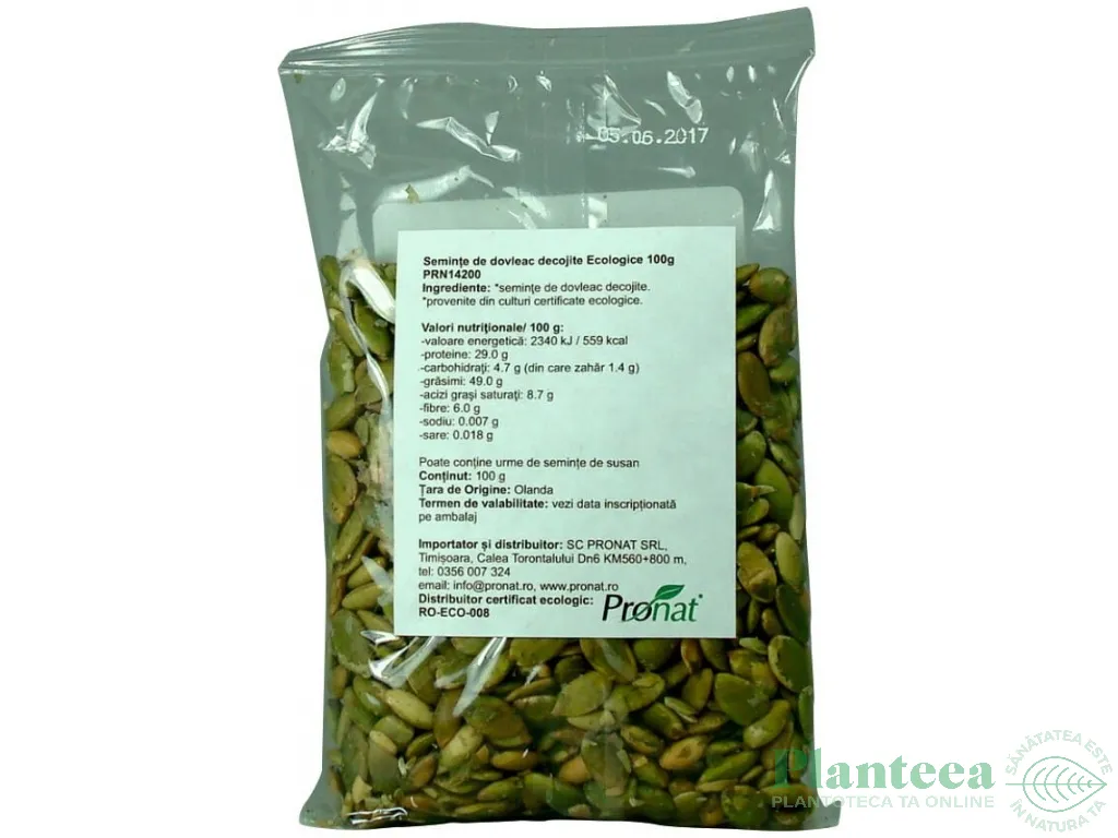Seminte dovleac prajite eco 100g - PRONAT