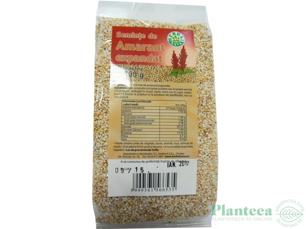 Amarant expandat boabe 100g - HERBAL SANA