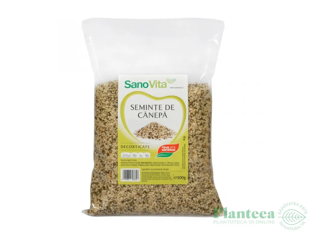 Seminte canepa decorticate 500g - SANOVITA