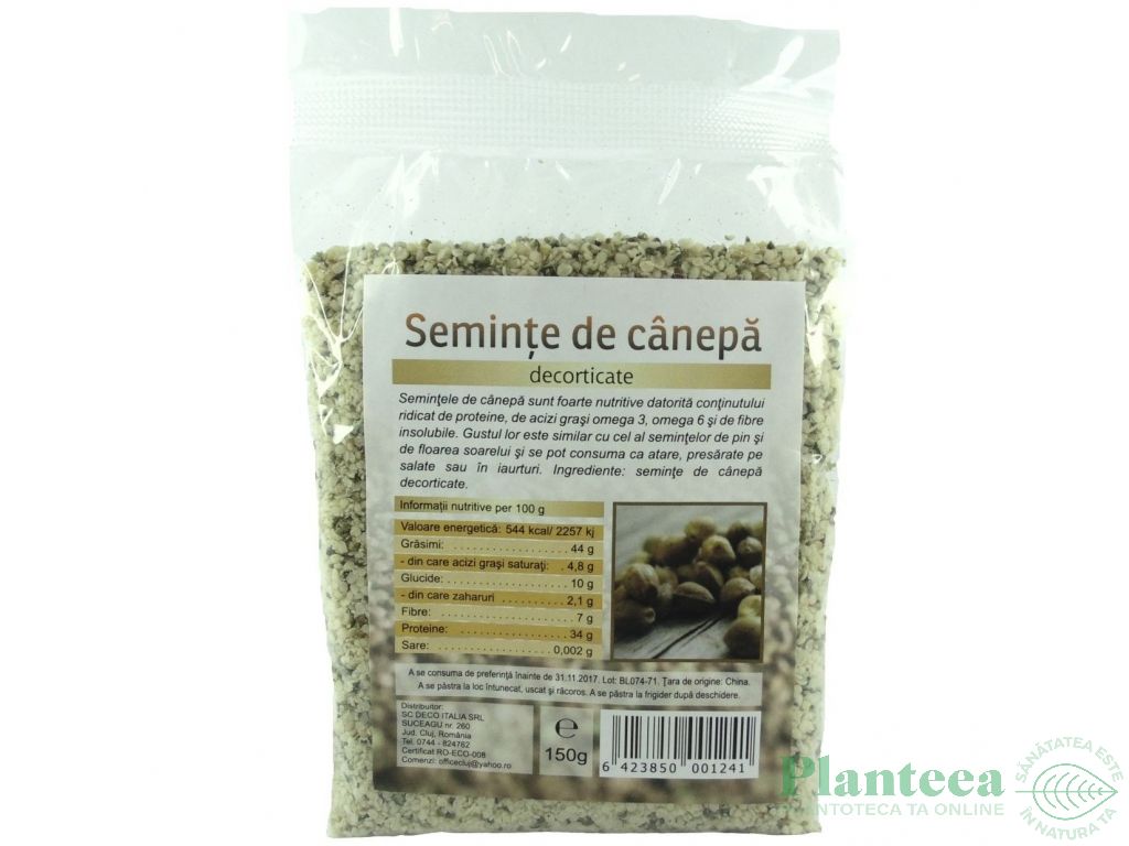 Seminte canepa decorticate 150g - DECO ITALIA