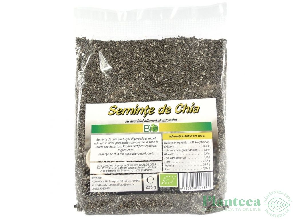 Seminte chia bio 225g - DECO ITALIA