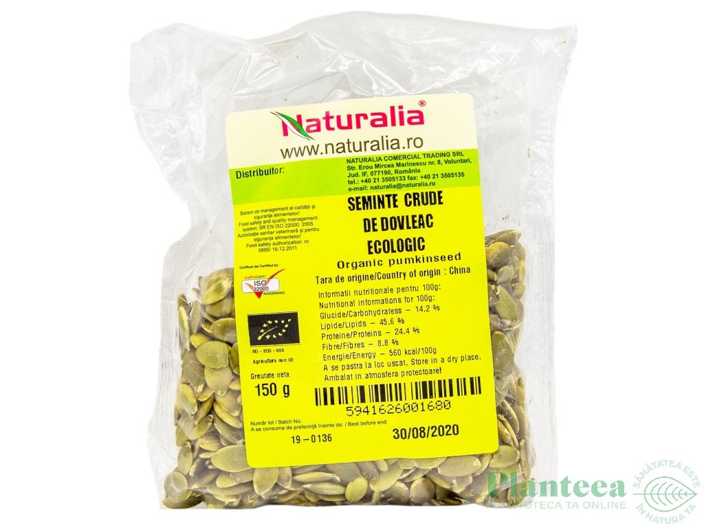 Seminte dovleac eco 150g - NATURALIA