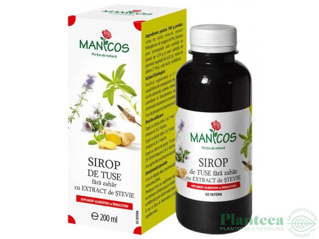 Sirop tuse fara zahar 200ml - MANICOS