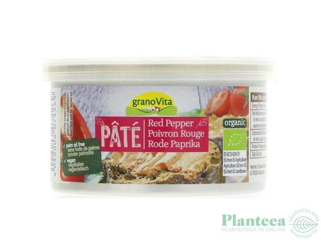 Pate vegetal ardei rosu eco 125g - GRANO VITA