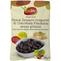 Snacks ghimbir confiat ciocolata amaruie fara gluten eco 45g - VIVIBIO