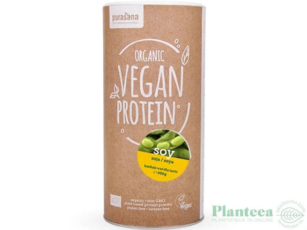 Pulbere proteica soia baobab vanilie eco 400g - PURASANA