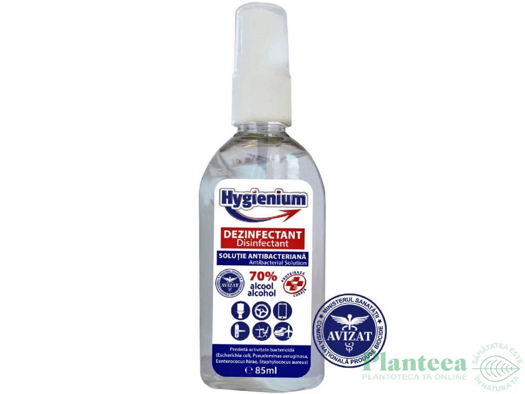 Solutie antibacteriana dezinfectare maini pulverizator 85ml - HYGIENIUM
