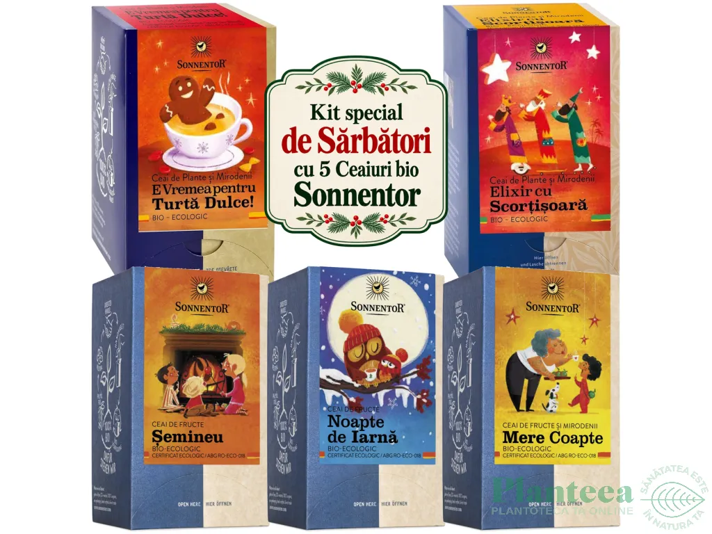 Kit 5Ceaiuri Sarbatoare [Semineu + Noapte + Mere Coapte + Turta dulce + Elixir scortisoara] eco 5b - SONNENTOR