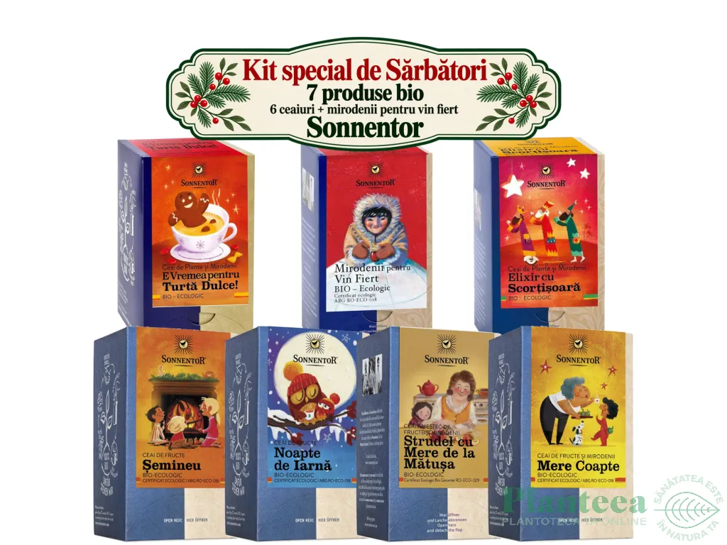 Kit 7Ceaiuri Sarbatoare [Semineu + Noapte + Strudel mere + Mere Coapte + Turta dulce + Elixir scortisoara + Vin fiert] eco 7b - SONNENTOR