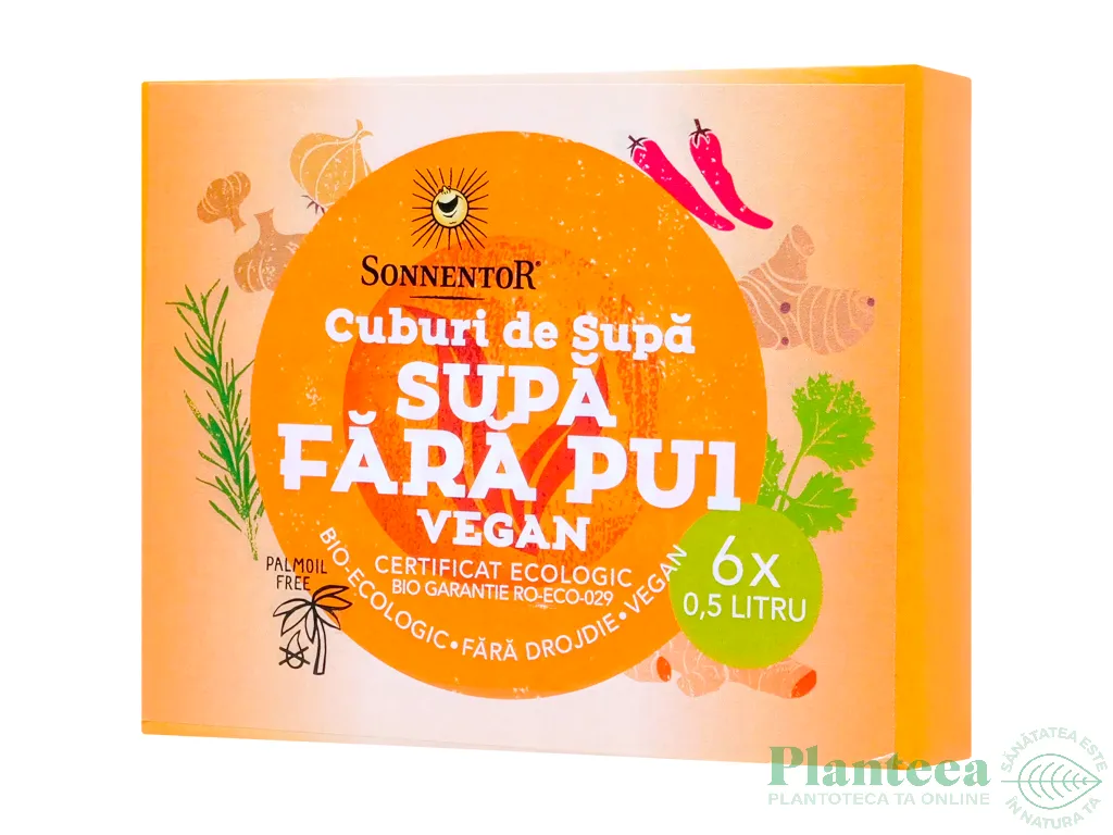 Cubulete supa pui Fara Pui picant vegan fara drojdie eco 6x10g - SONNENTOR