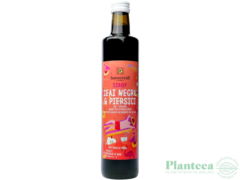 Sirop concentrat Ice Tea Ceai negru piersici fara zahar eco 500ml - SONNENTOR