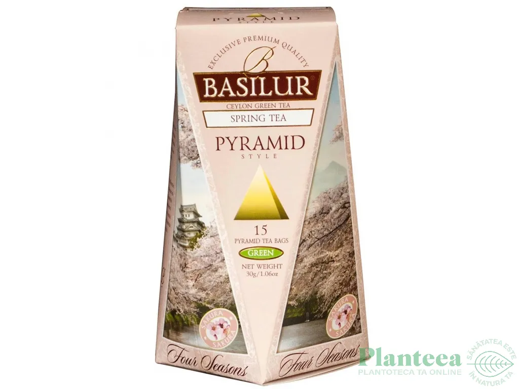 Ceai verde ceylon Four Seasons spring piramide 15dz - BASILUR