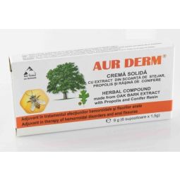 Supozitoare scoarta stejar propolis rasina conifere Aur Derm 6x1,5g - LAUR MED