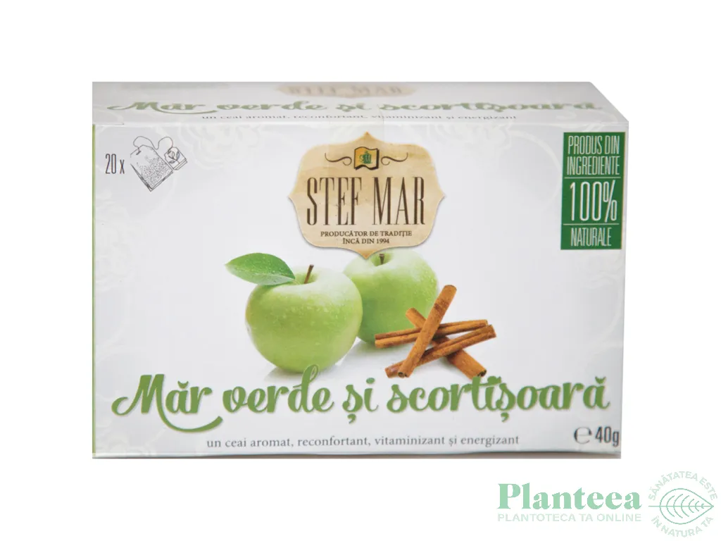 Ceai cu mar verde scortisoara premium 20dz - STEFMAR