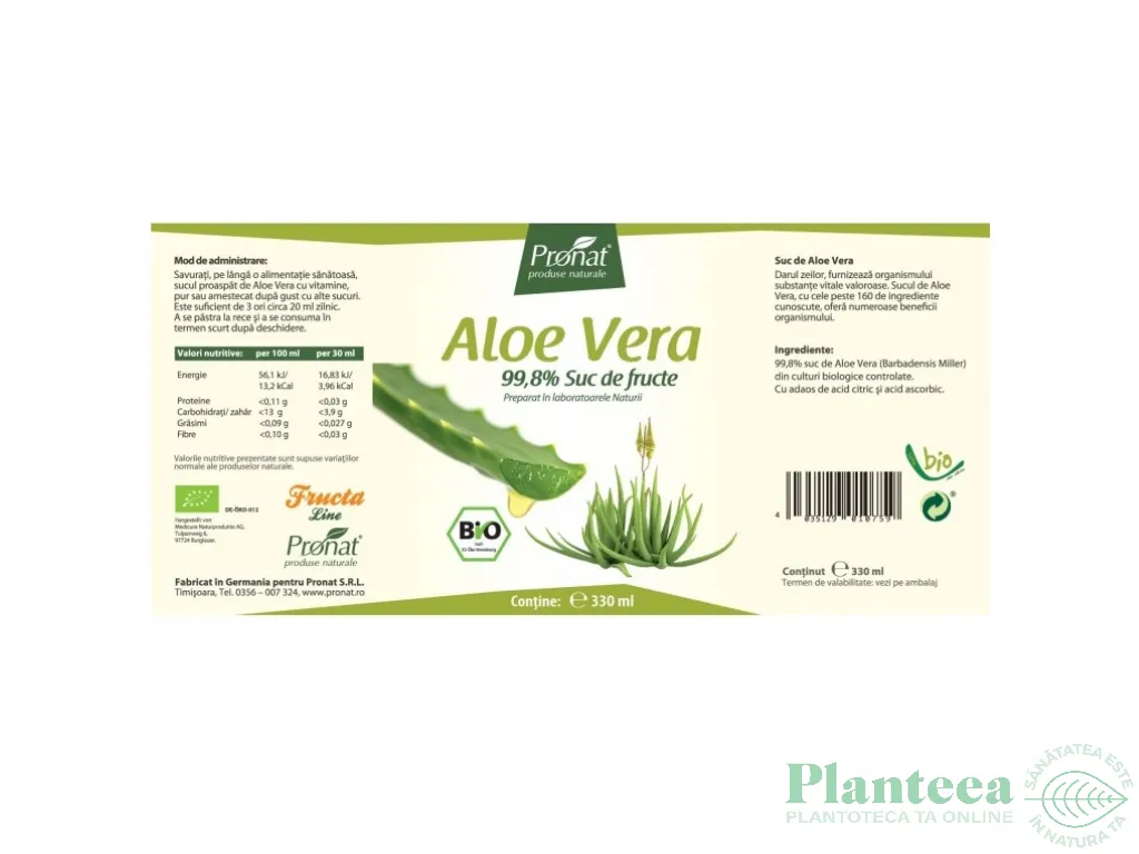 Suc aloe vera eco 330ml - MEDICURA