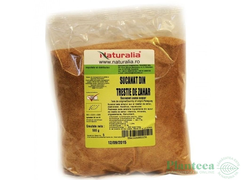 Zahar integral suc trestie Sucanat eco 500g - NATURALIA